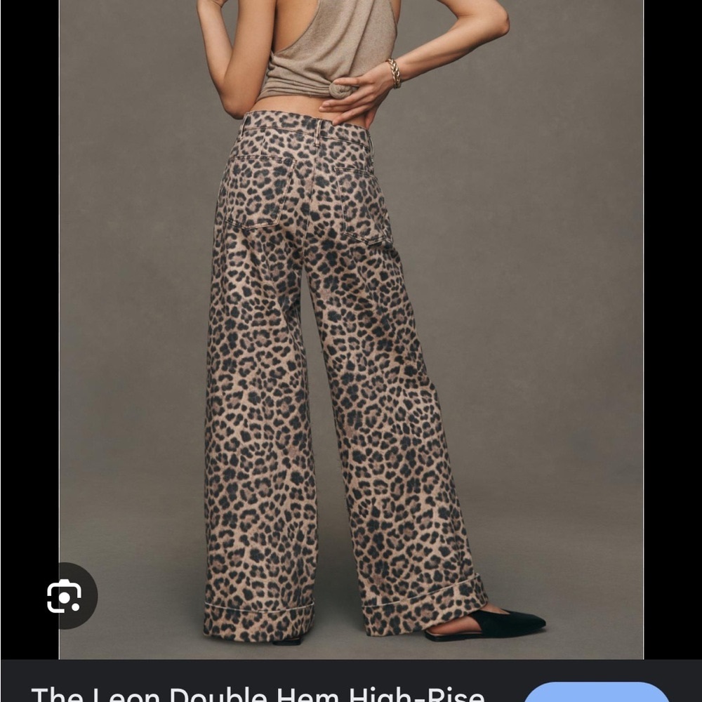 Anthropologie Leopard Print Flare Jeans
